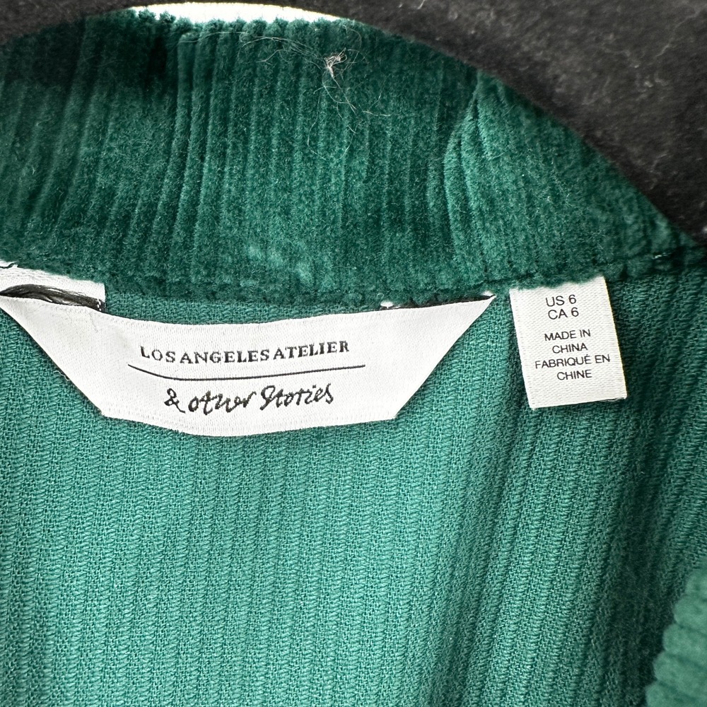 Atelier & Other Stories Green Corduroy Zip Front Belted Utility Jumpsuit Women 6 - Picture 4 of 11